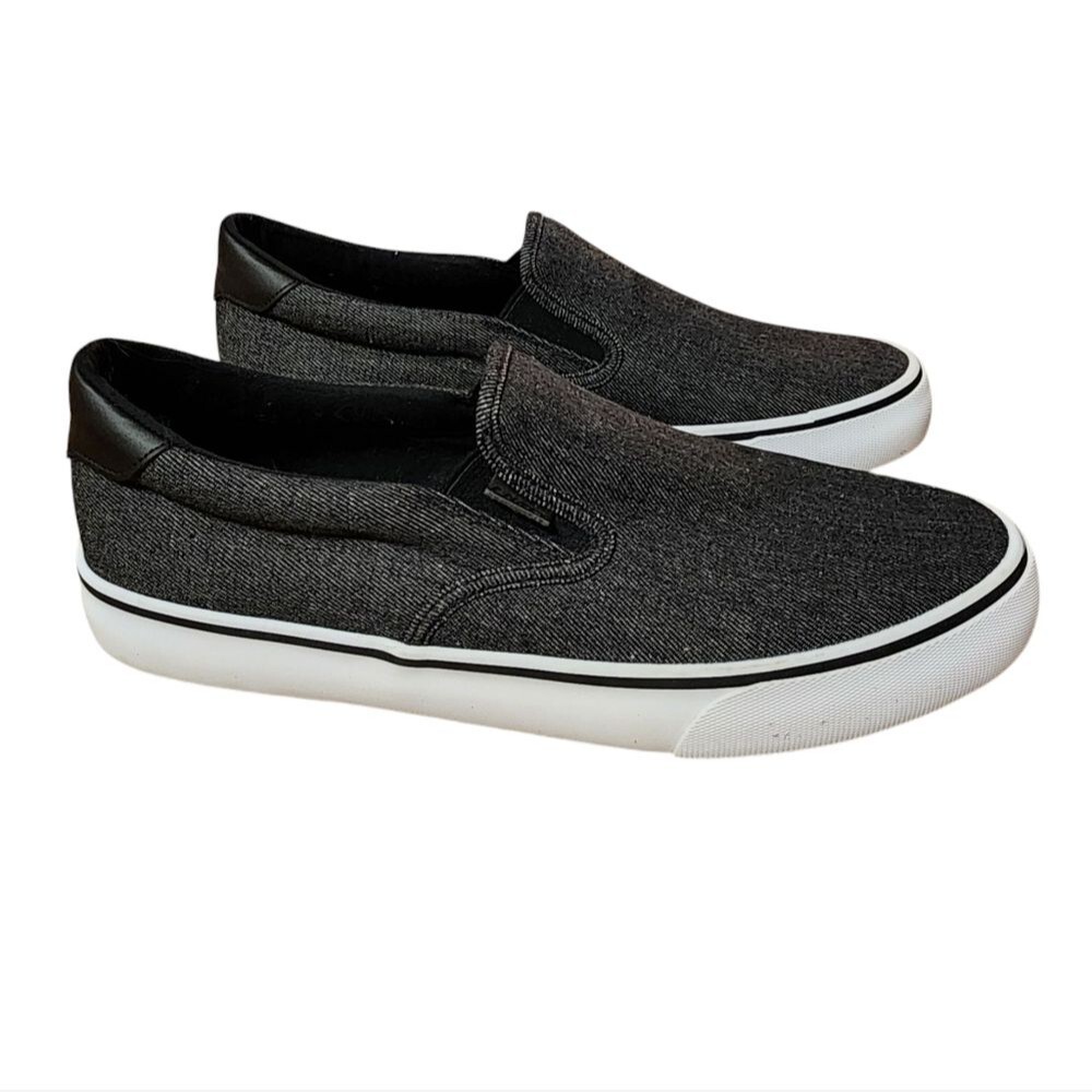 Lugz Shoes Men Gray Canvas Slip On Oxford Sneaker 10.5 Casual Comfort Stretch